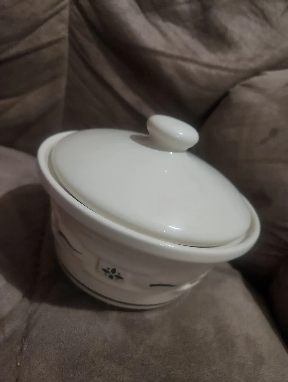 Longaberger Woven Traditions Butter Tub W/ Lid & Fabric & Plastic Liner Green